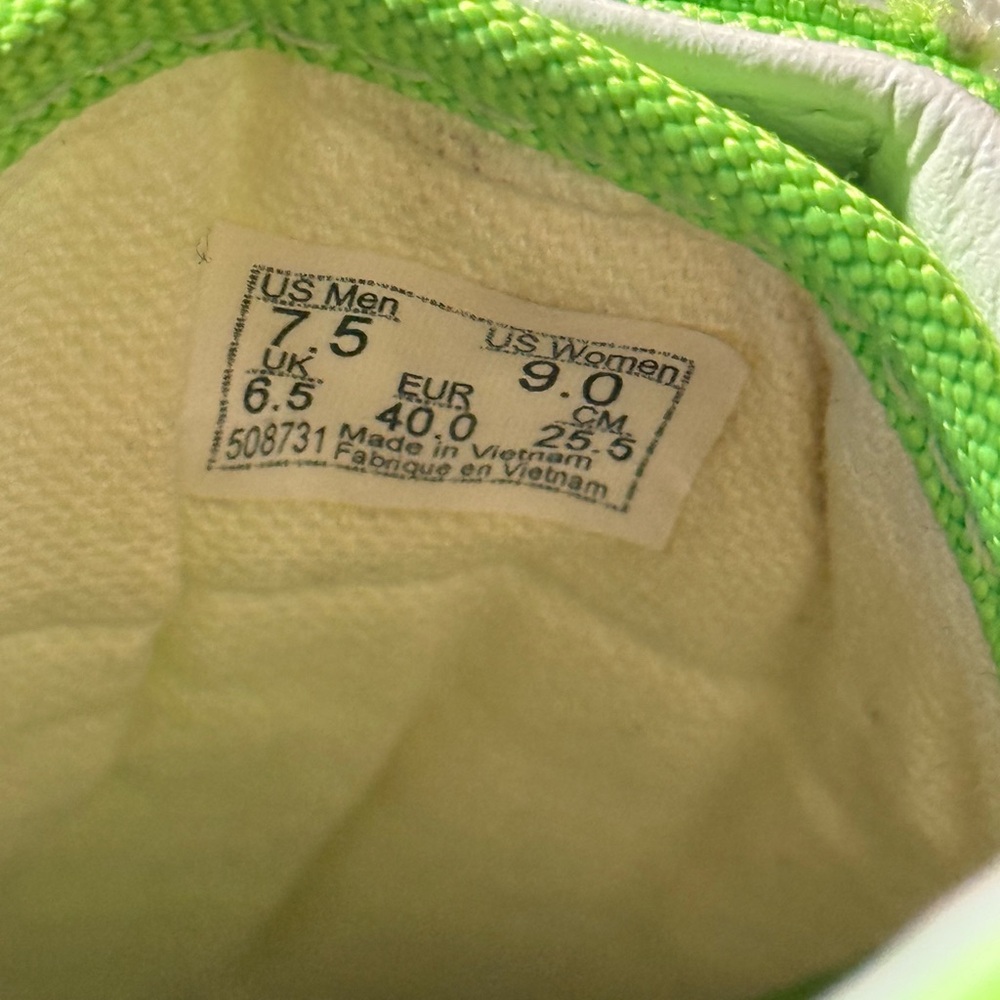 Neon Green vans shoes with white Interior.